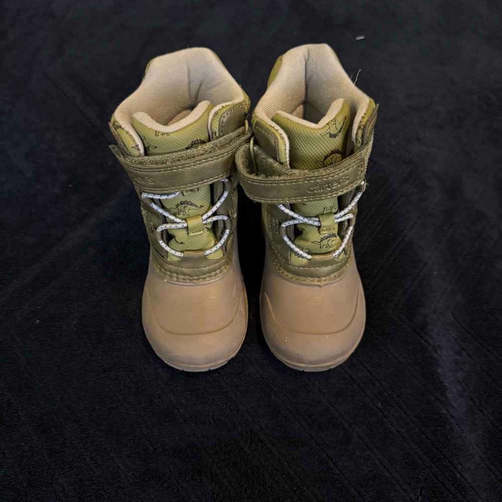 Carters Toddlers Boys Dinosaur Winter Snow Boots Waterproof Size 8 Green